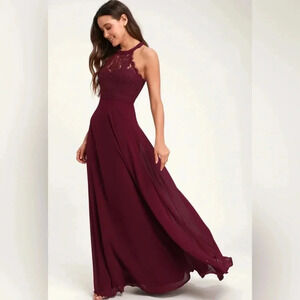 Lulus Dance All Evening burgundy maxi dress  Sz S nwot